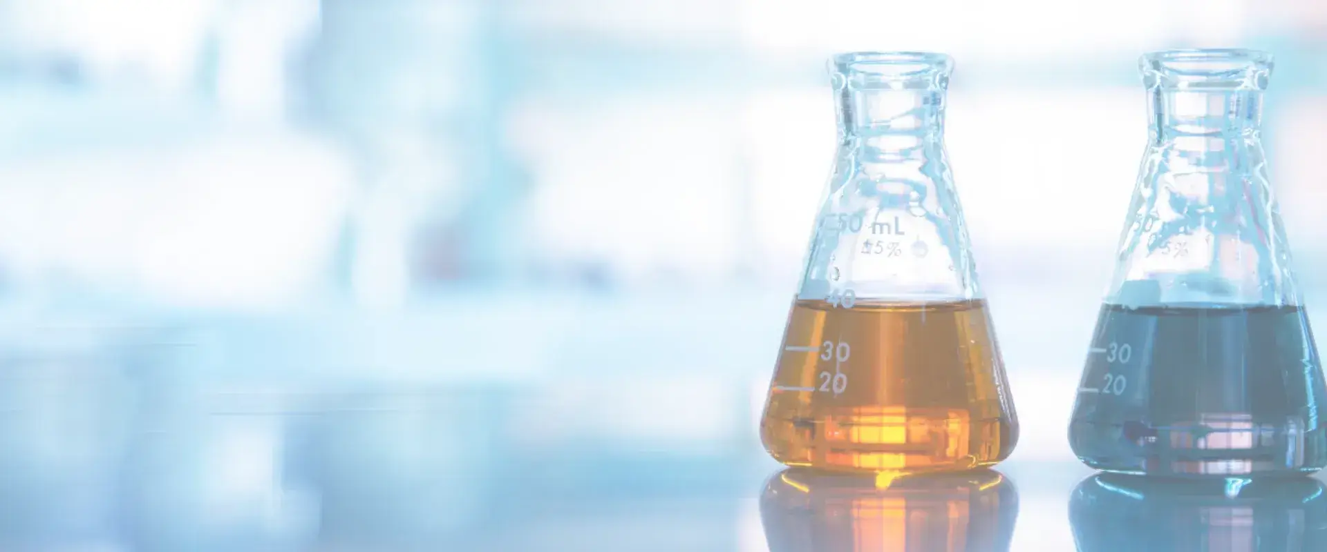 Industrial chemical manufacturing laboratory equipment and glass beakers